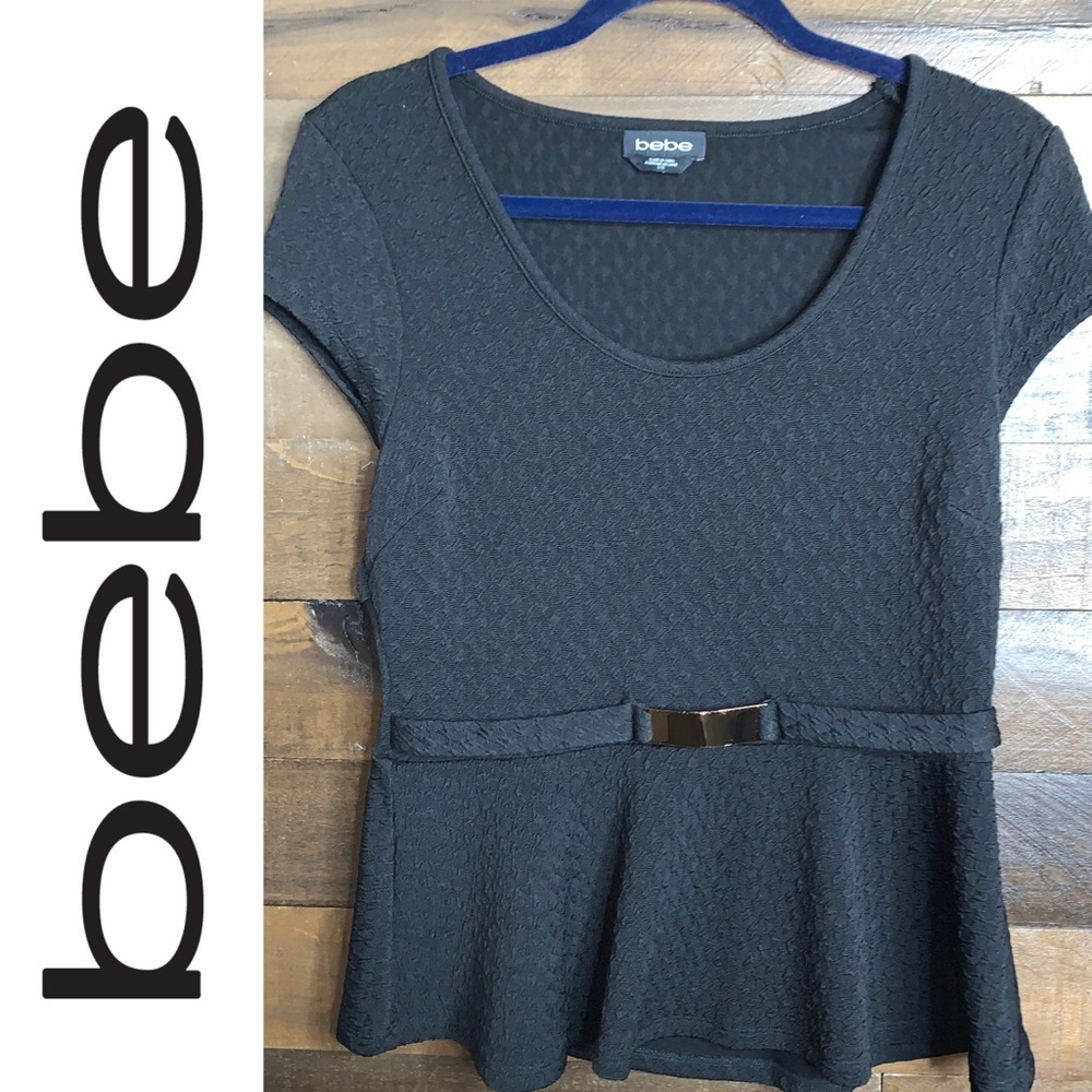 EUC BEBE PEPLUM TOP SZ L